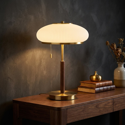 Ribbed Glass Table Lamp