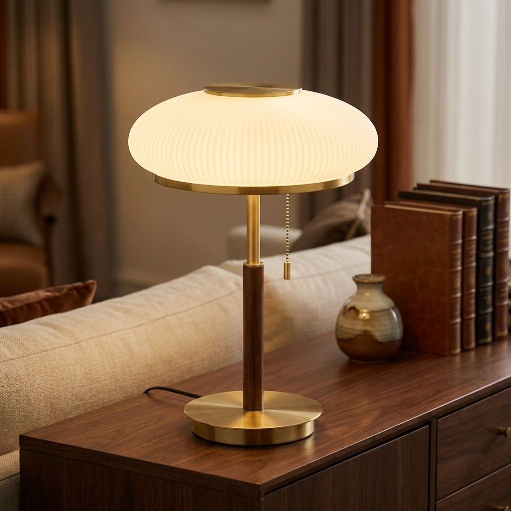 Ribbed Glass Table Lamp