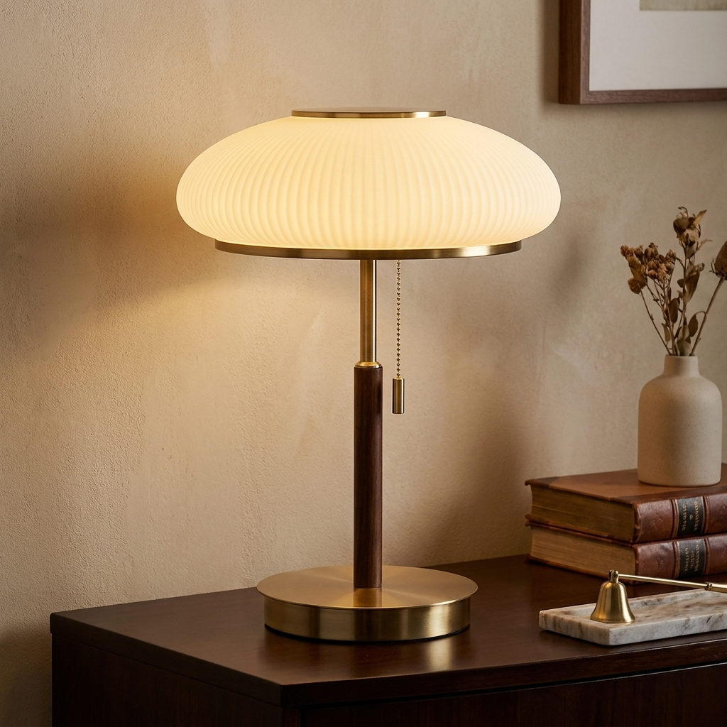Ribbed Glass Table Lamp