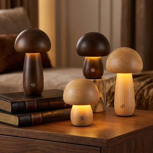 Wooden Mushroom Table Lamp