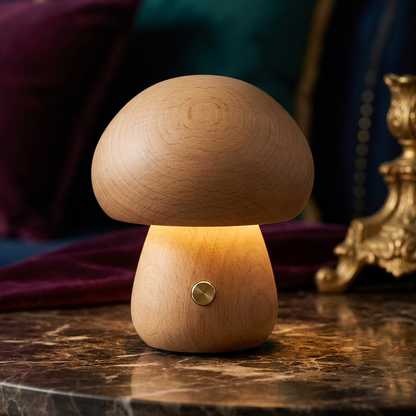 Wooden Mushroom Table Lamp