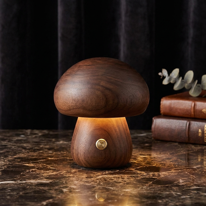 Wooden Mushroom Table Lamp