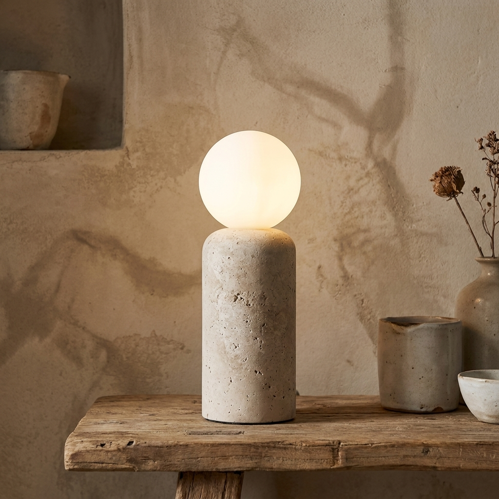 Wabi Sabi Stone Globe Table Lamp