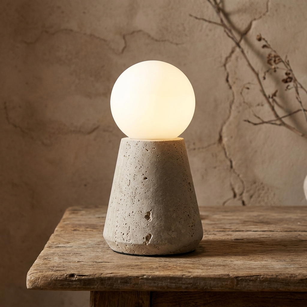 Wabi Sabi Stone Globe Table Lamp