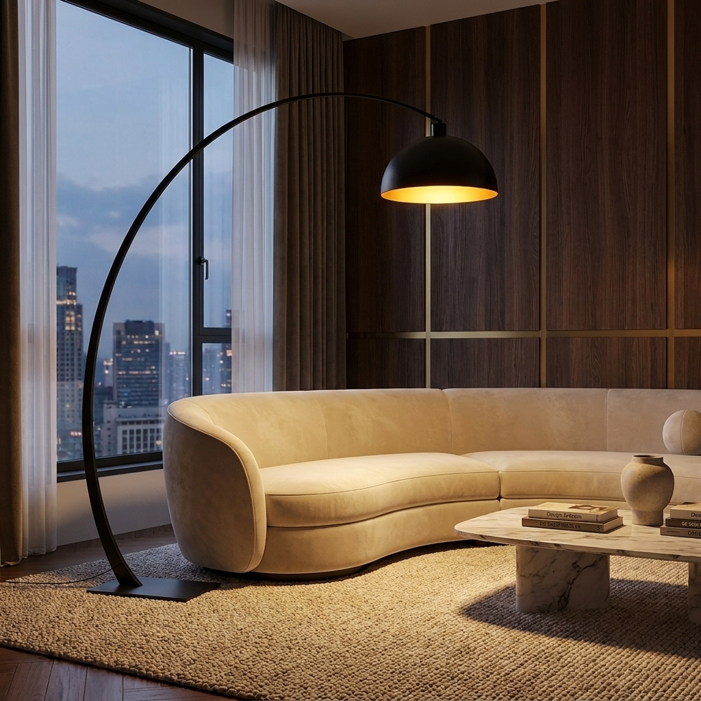 Modern Black Arc Floor Lamp