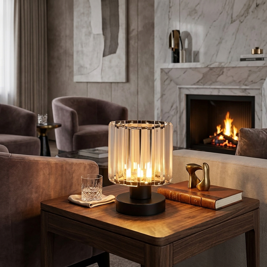 Crystal Drum Table Lamp