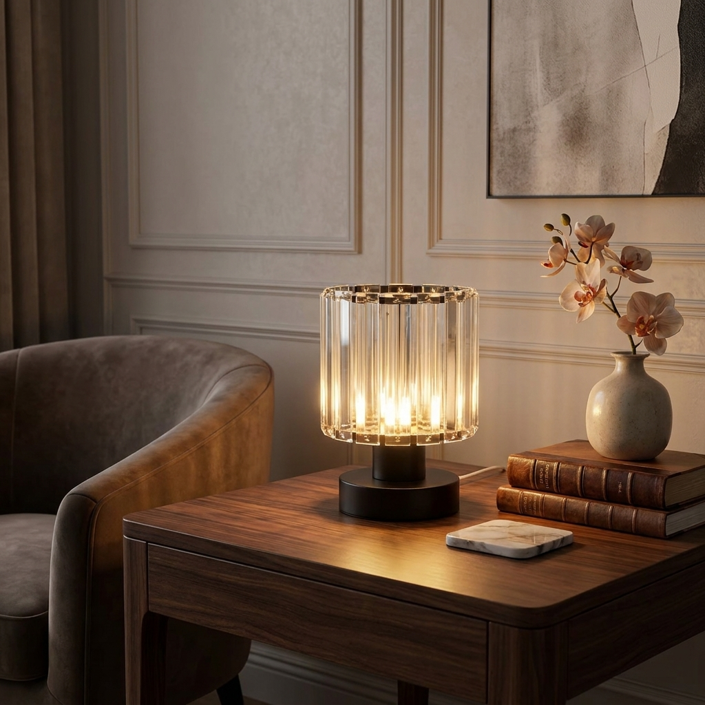 Crystal Drum Table Lamp