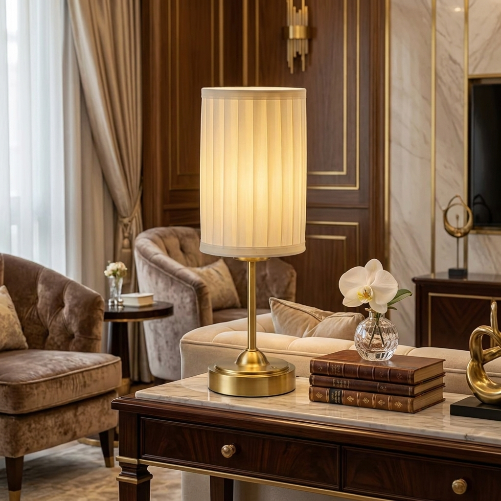 Golden Pleated Table Lamp