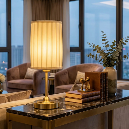 Golden Pleated Table Lamp