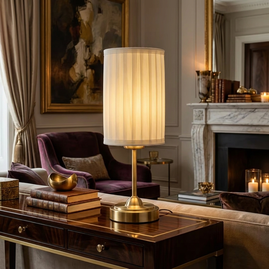 Golden Pleated Table Lamp