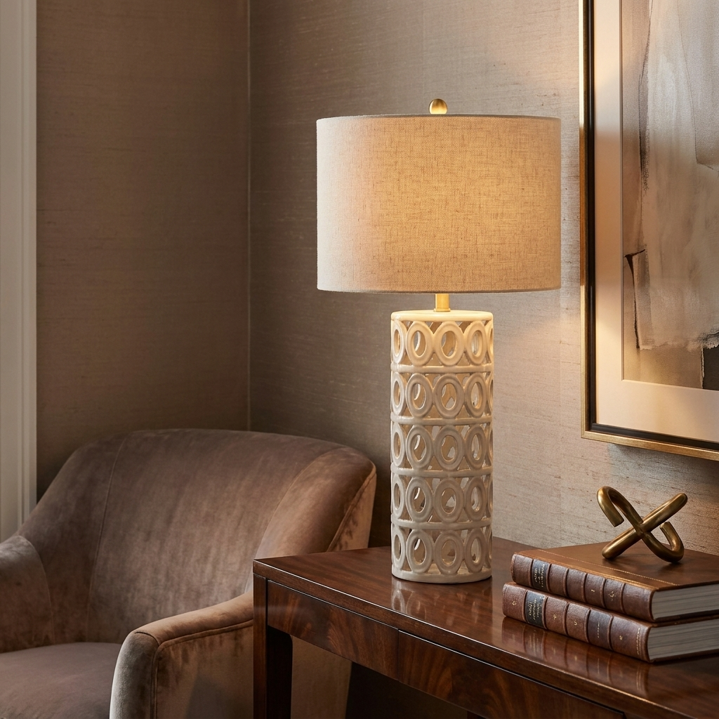 Geometric Cut-Out Ceramic Table Lamp