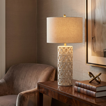 Geometric Cut-Out Ceramic Table Lamp