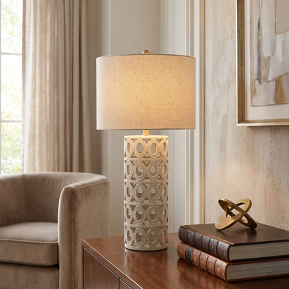 Geometric Cut-Out Ceramic Table Lamp