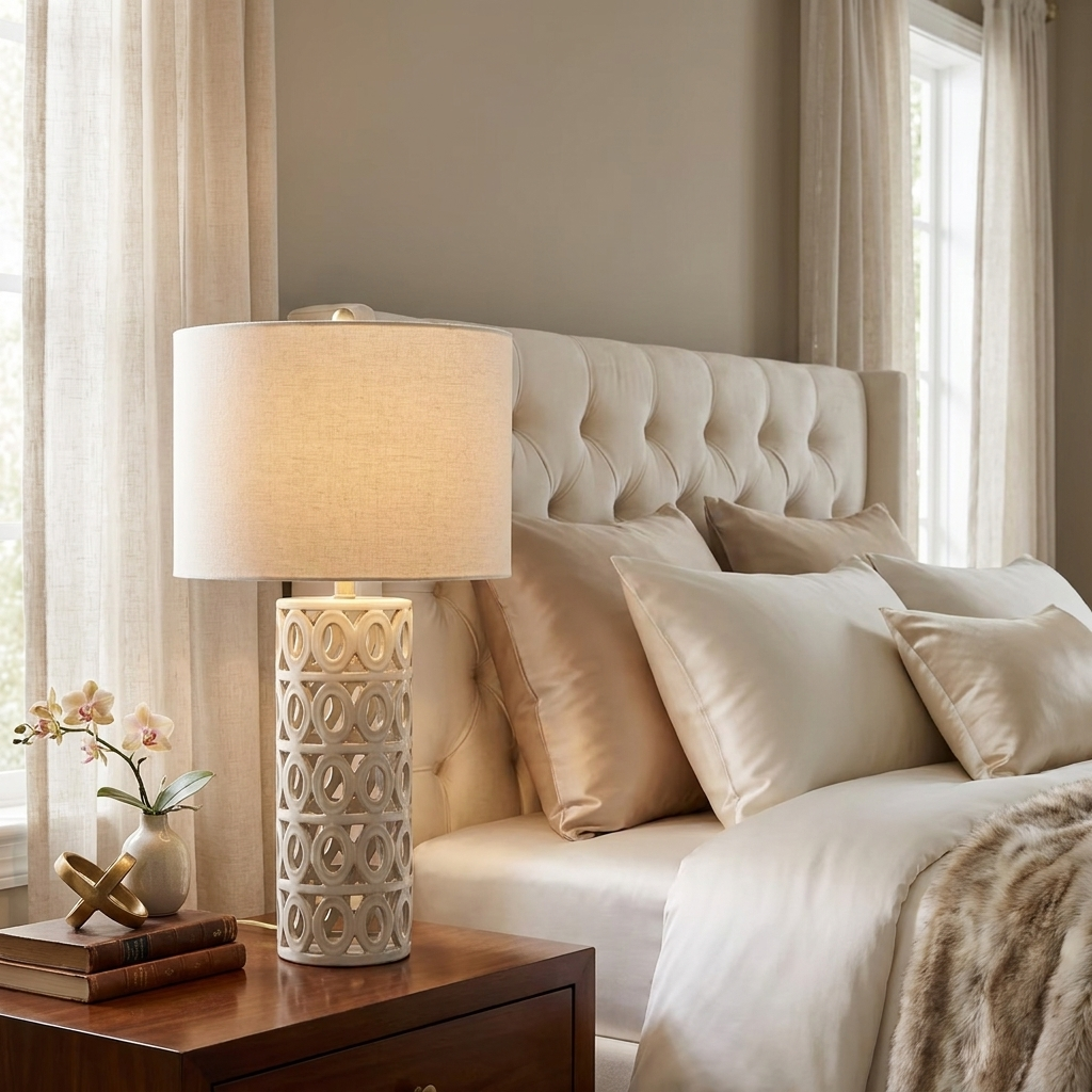 Geometric Cut-Out Ceramic Table Lamp