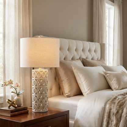 Geometric Cut-Out Ceramic Table Lamp
