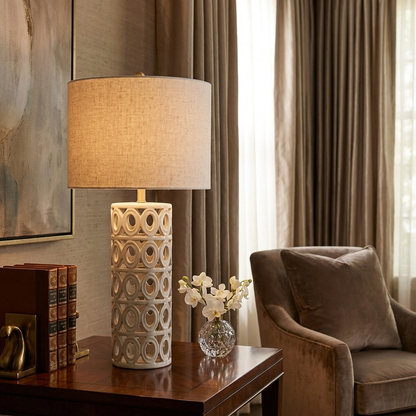 Geometric Cut-Out Ceramic Table Lamp