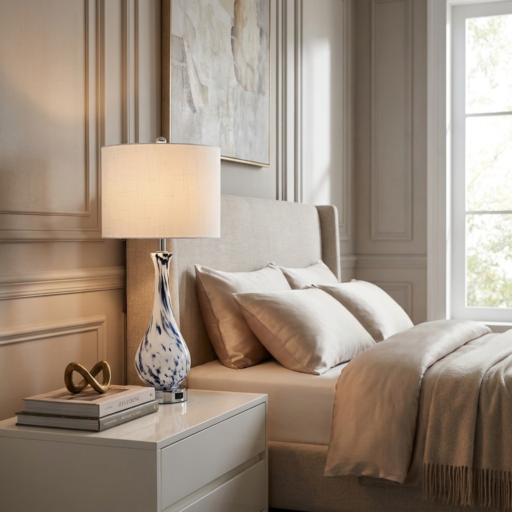 Blue Glass Touch Table Lamp