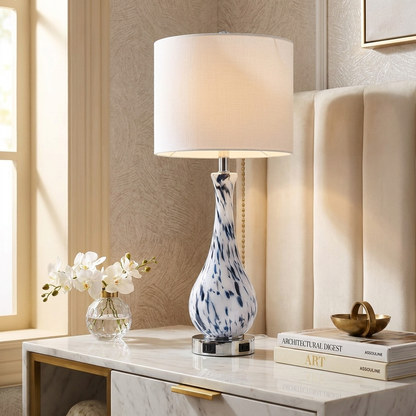 Blue Glass Touch Table Lamp