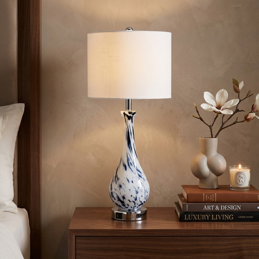 Blue Glass Touch Table Lamp